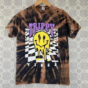 Gildan Trippy Tie dye Brown Graphic T Shirt Men's S